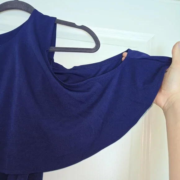 Cold Shoulder Navy Blue Womens Dress - Picture 3 of 6